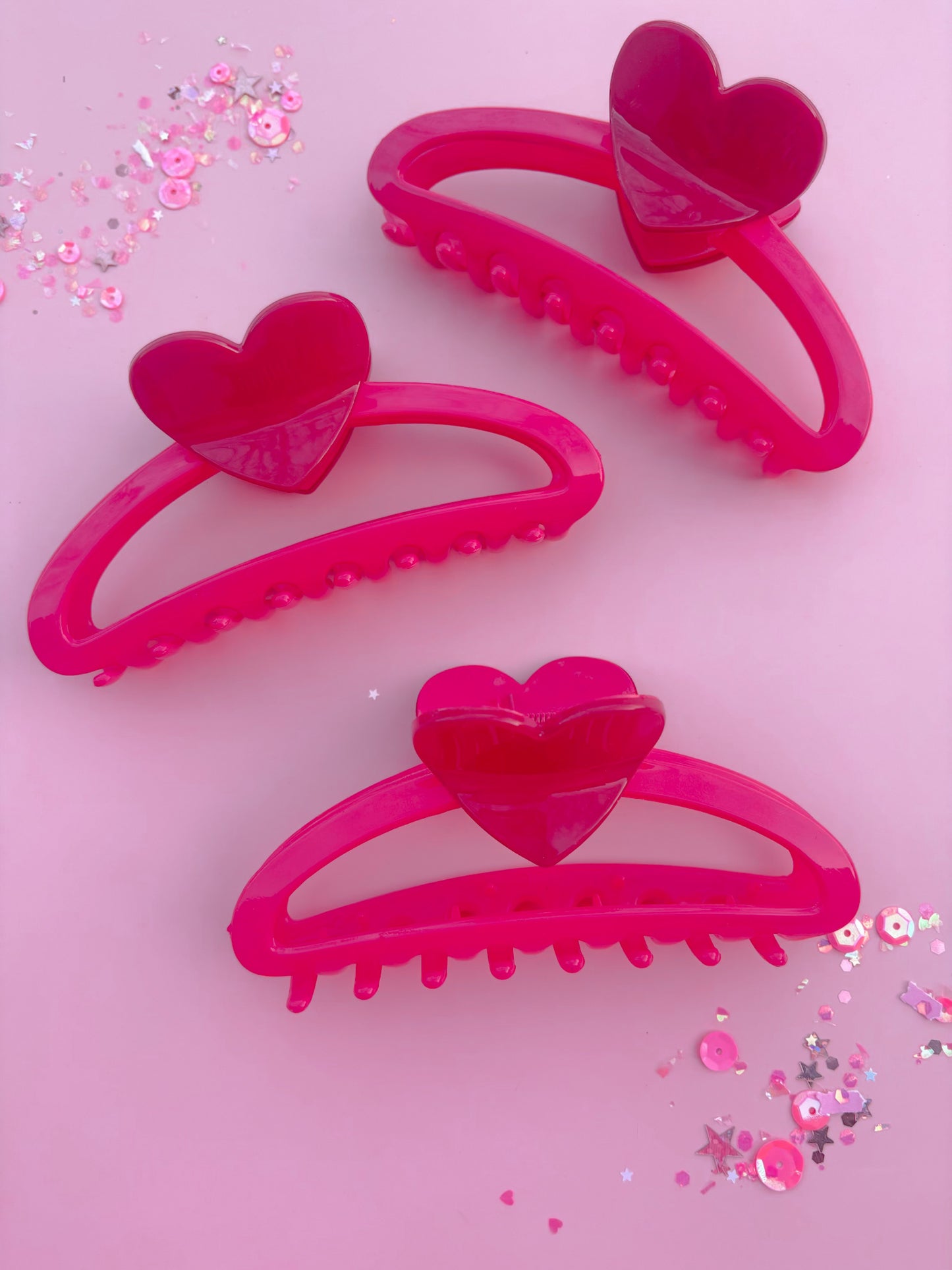 Pink Heart Large Claw Clip