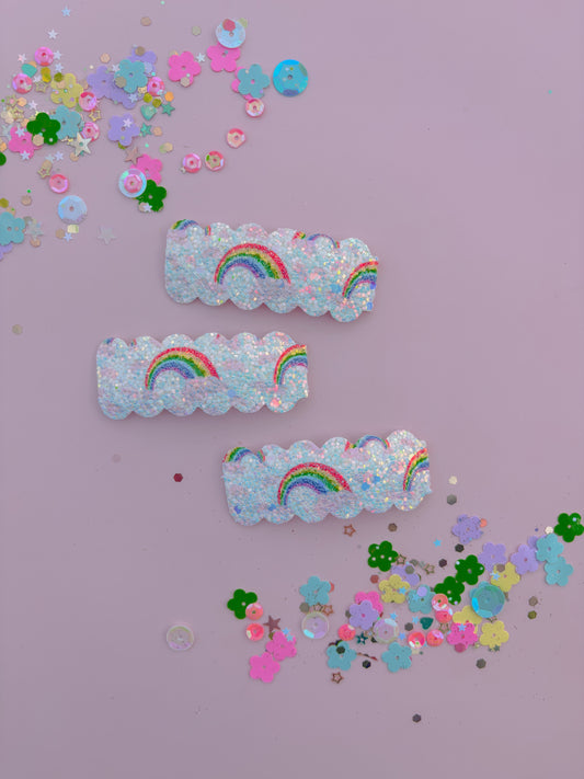 Rainbow Glitter Snap Clip