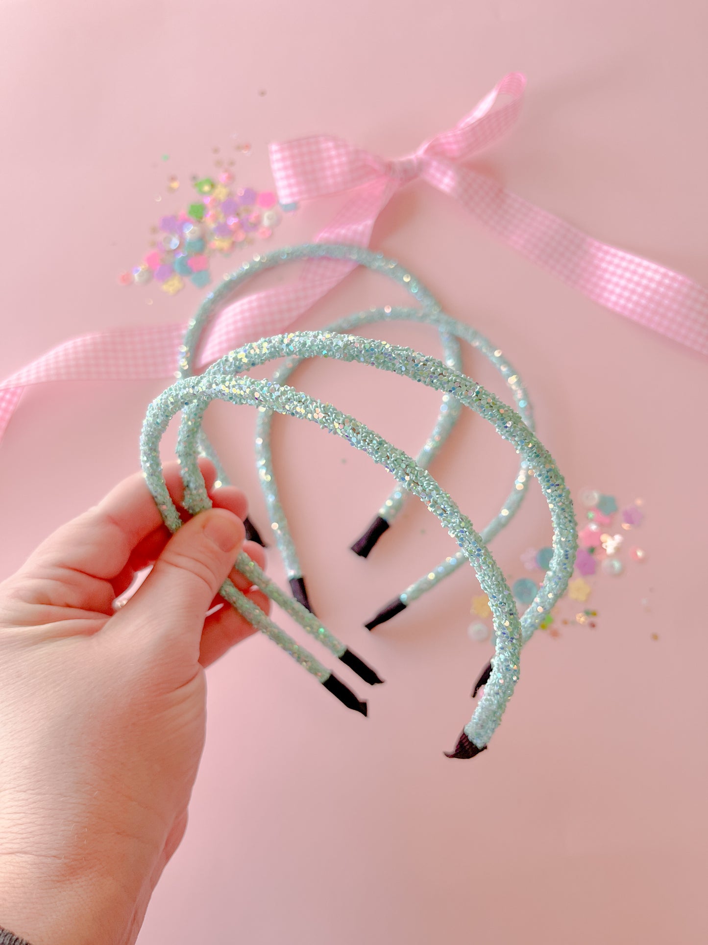 Mint Green Glitter Headband for Girls