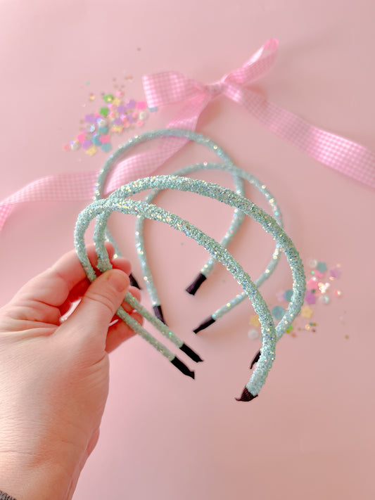 Mint Green Glitter Headband for Girls