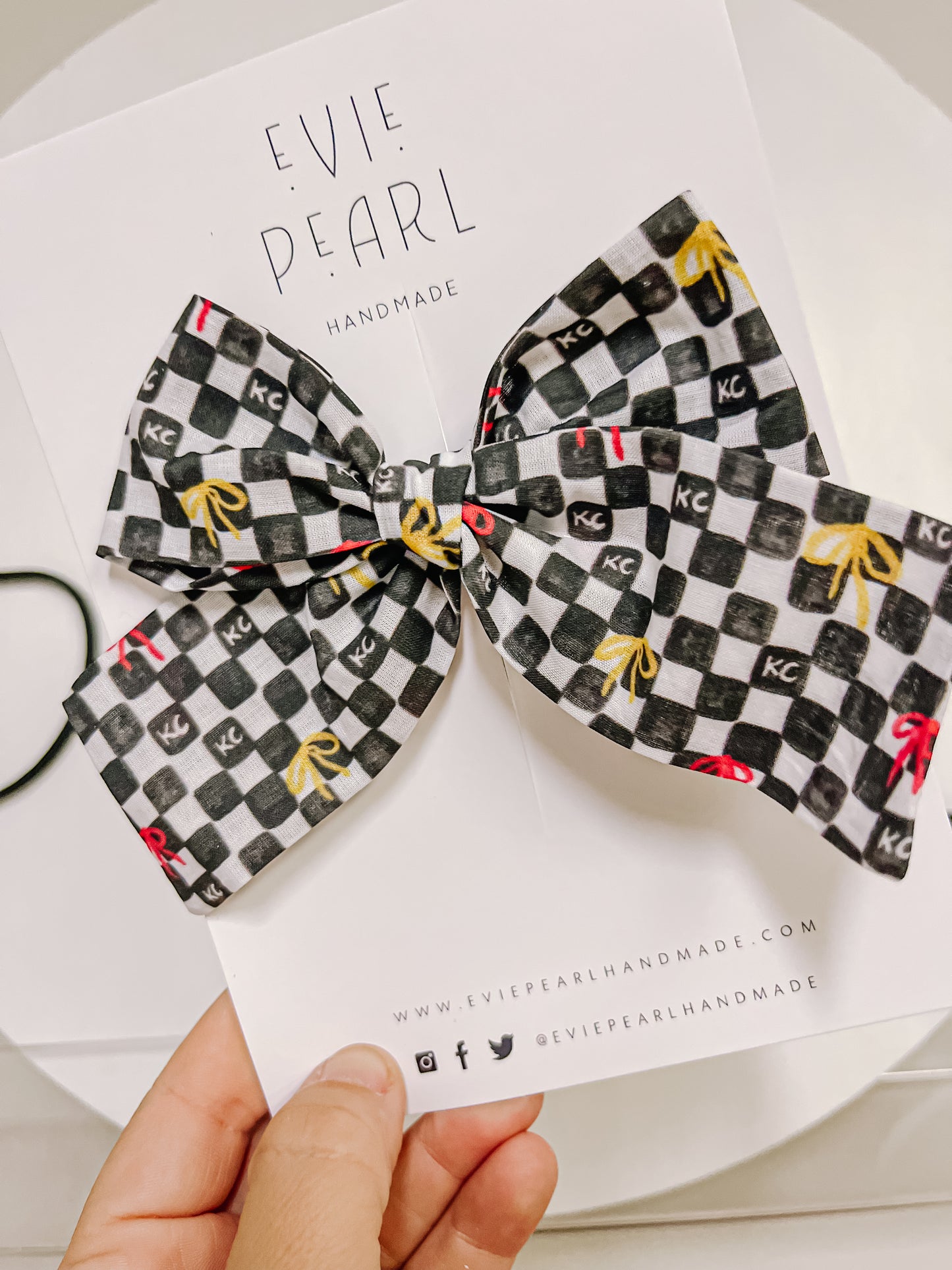 Black| KC Bows Checkered Pinwheel Bow