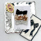 Black Polka Dot, Gold Sequins & Silver Trio Knot Bow Set