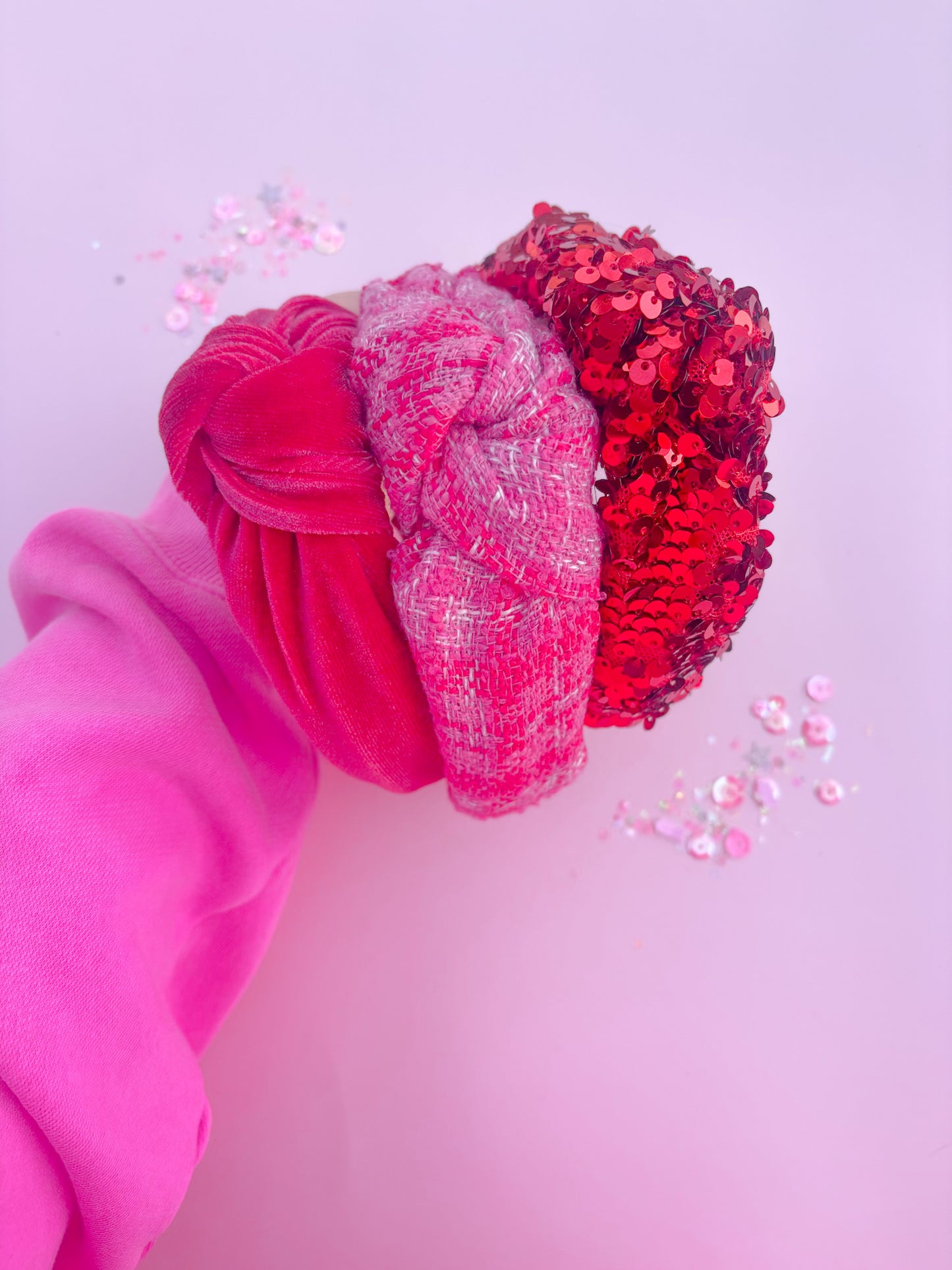 Pink Tweed Knotted Headband for Girls & Women