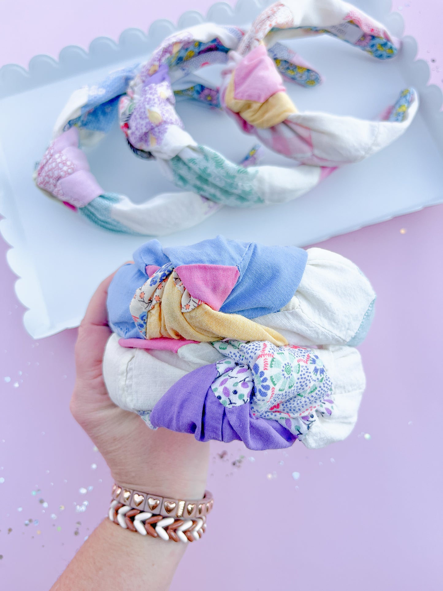 Heirloom Patchwork Quilted Knotted Headband