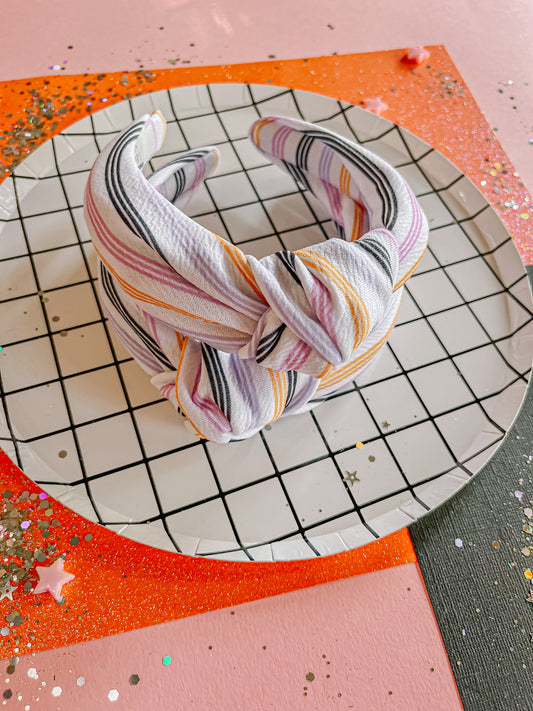 Black|Orange|Purple|Lilac Stripes Knotted Headband for Girls & Women