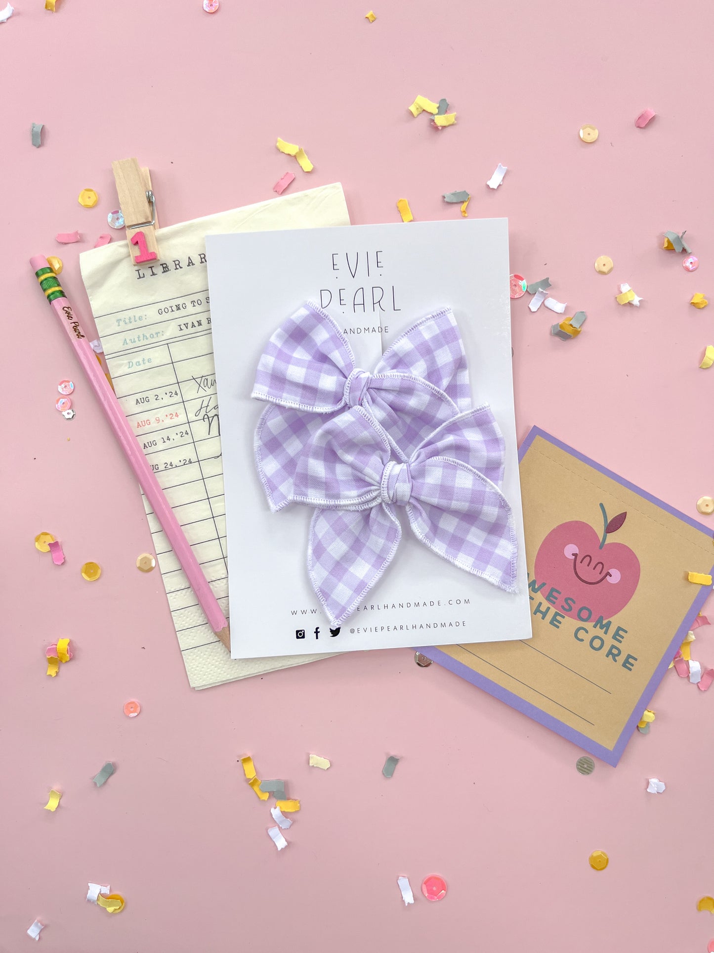 Personalized Initial Purple Plaid Small Pigtail Bows
