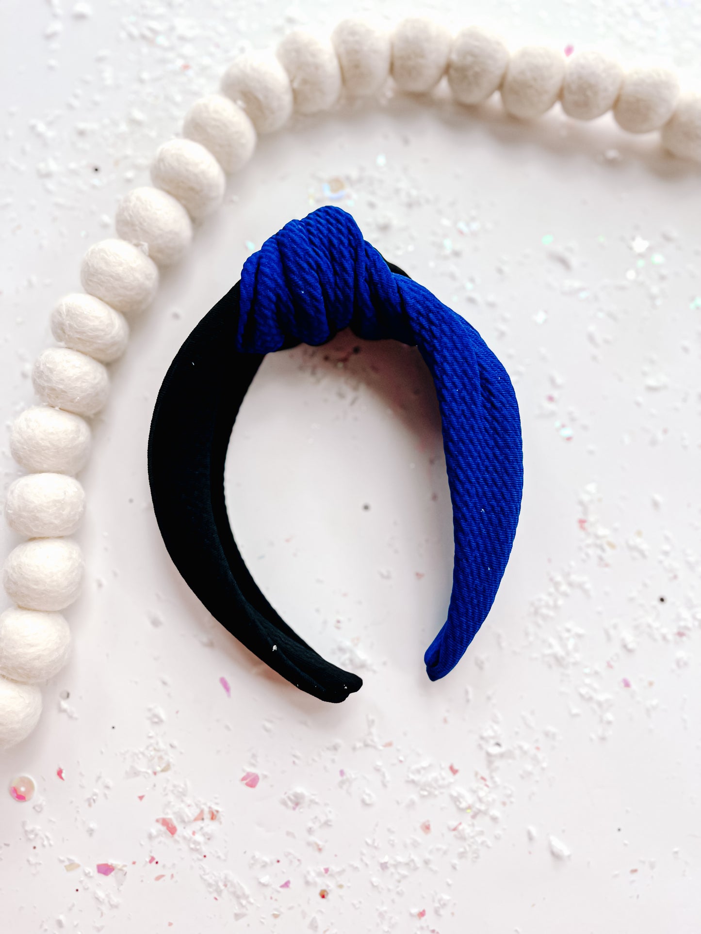 Blue & Black Colorblock Knotted Headband for Girls & Women