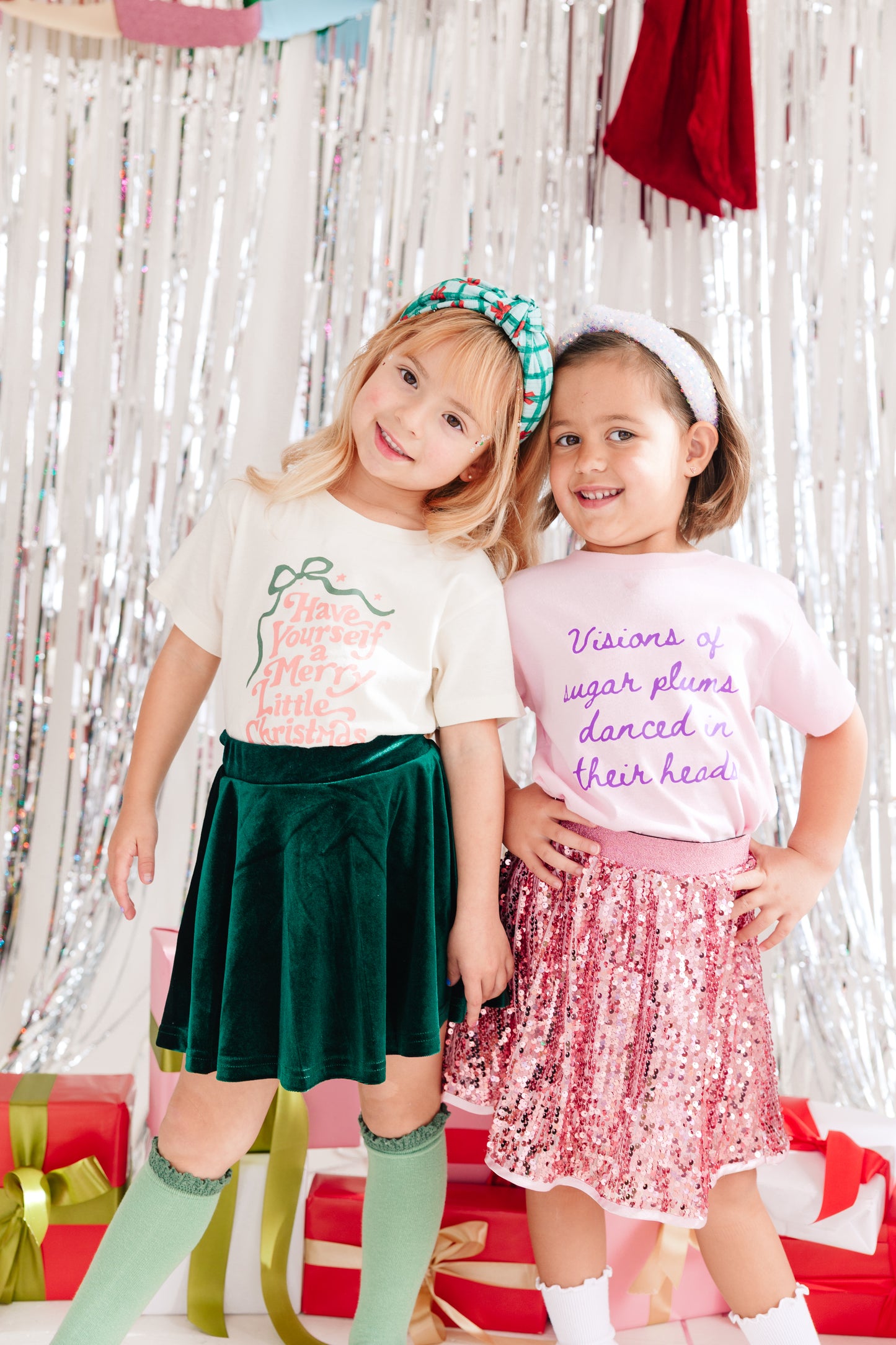 Green Plaid with Red Bows Knotted Headband for Girls & Women