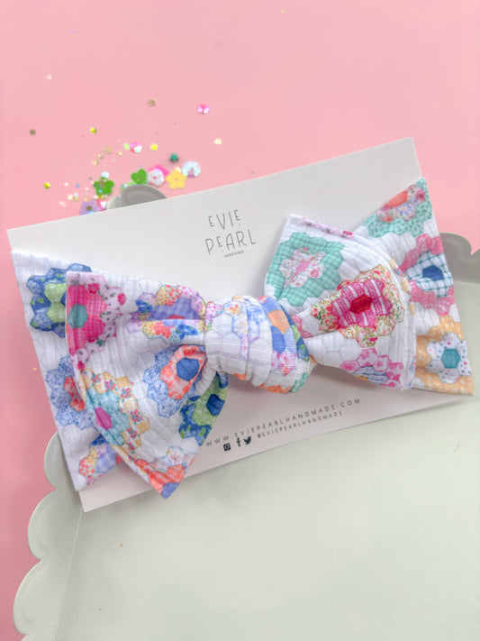 Heirloom Daisy Patchwork Baby Bow Turban