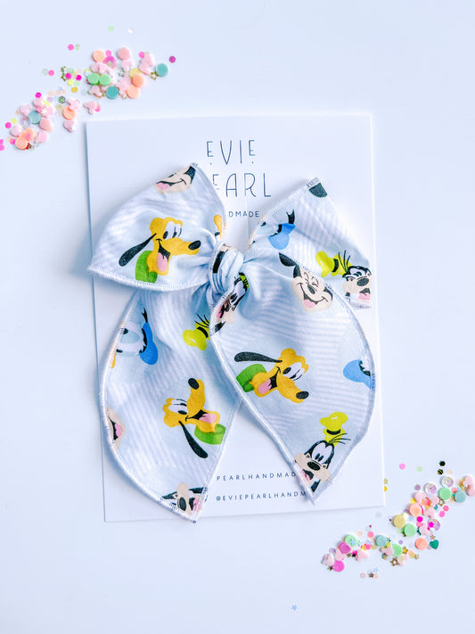 Blue Mouse & Dog Oversized Bow