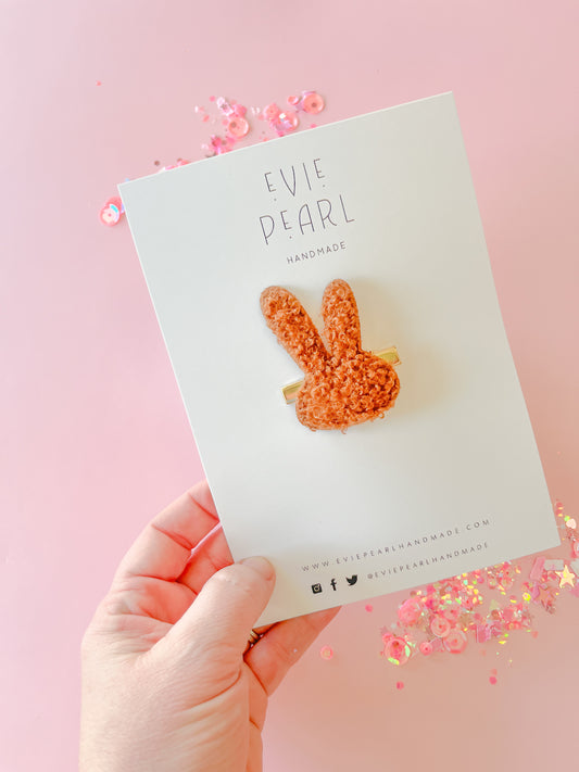 Single Rust Fuzzy Hair Clip