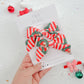 Vintage Santa Striped Medium Pigtail Bows