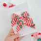 Vintage Santa Striped Medium Pigtail Bows