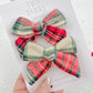 White Christmas Plaid Medium Pigtail Bows