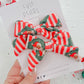 Vintage Santa Striped Medium Pigtail Bows