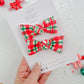 Red & Green Plaid Knot Bow Pigtails