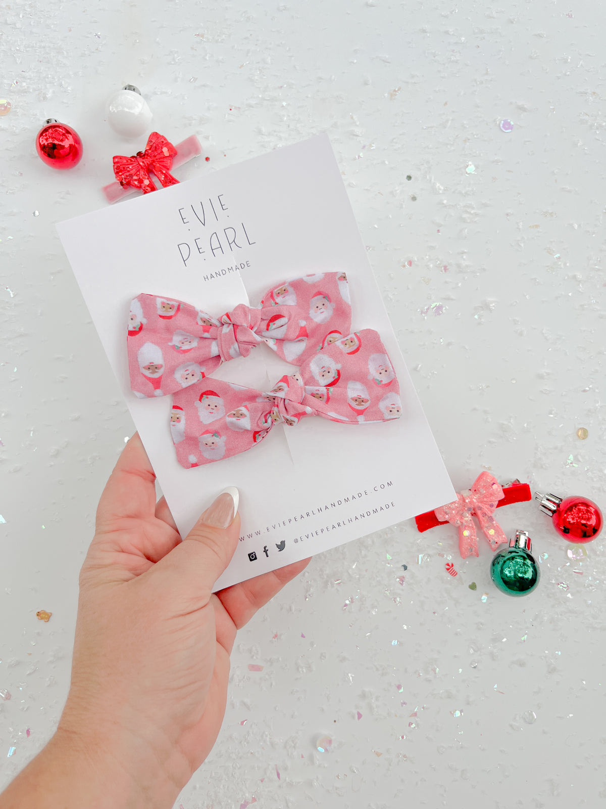 Pink Santa Knot Bow Pigtails