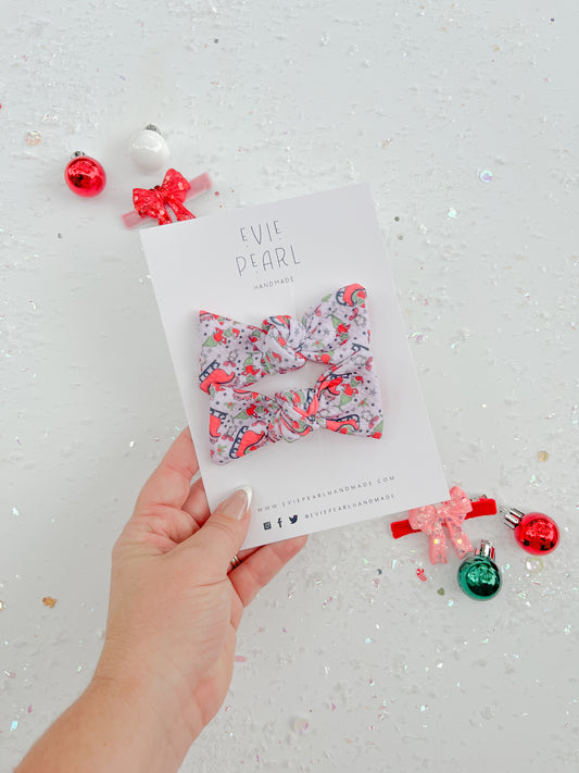 Grinch Sleigh Knot Bow Pigtails