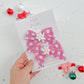 Pink Plaid Snowflake Medium Pinwheel Pigtail Bows