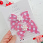 Pink Plaid Snowflake Medium Pinwheel Pigtail Bows