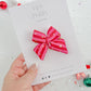 Red Pink Stripe Puffy Star Bow Hair Clip