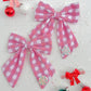 Pink Red Plaid Medium Sailor Bow With Peppermint Charm