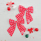 Pink Red Plaid Medium Sailor Bow With Peppermint Charm