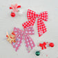 Pink Red Plaid Medium Sailor Bow With Peppermint Charm