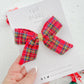 Red Christmas Plaid Gold Glitter Hair Bow