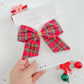 Red Christmas Plaid Gold Glitter Hair Bow