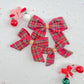 Red Christmas Plaid Gold Glitter Hair Bow