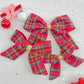 Red Christmas Plaid Gold Glitter Hair Bow