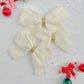 Cream Gold Glitter Hair Bow