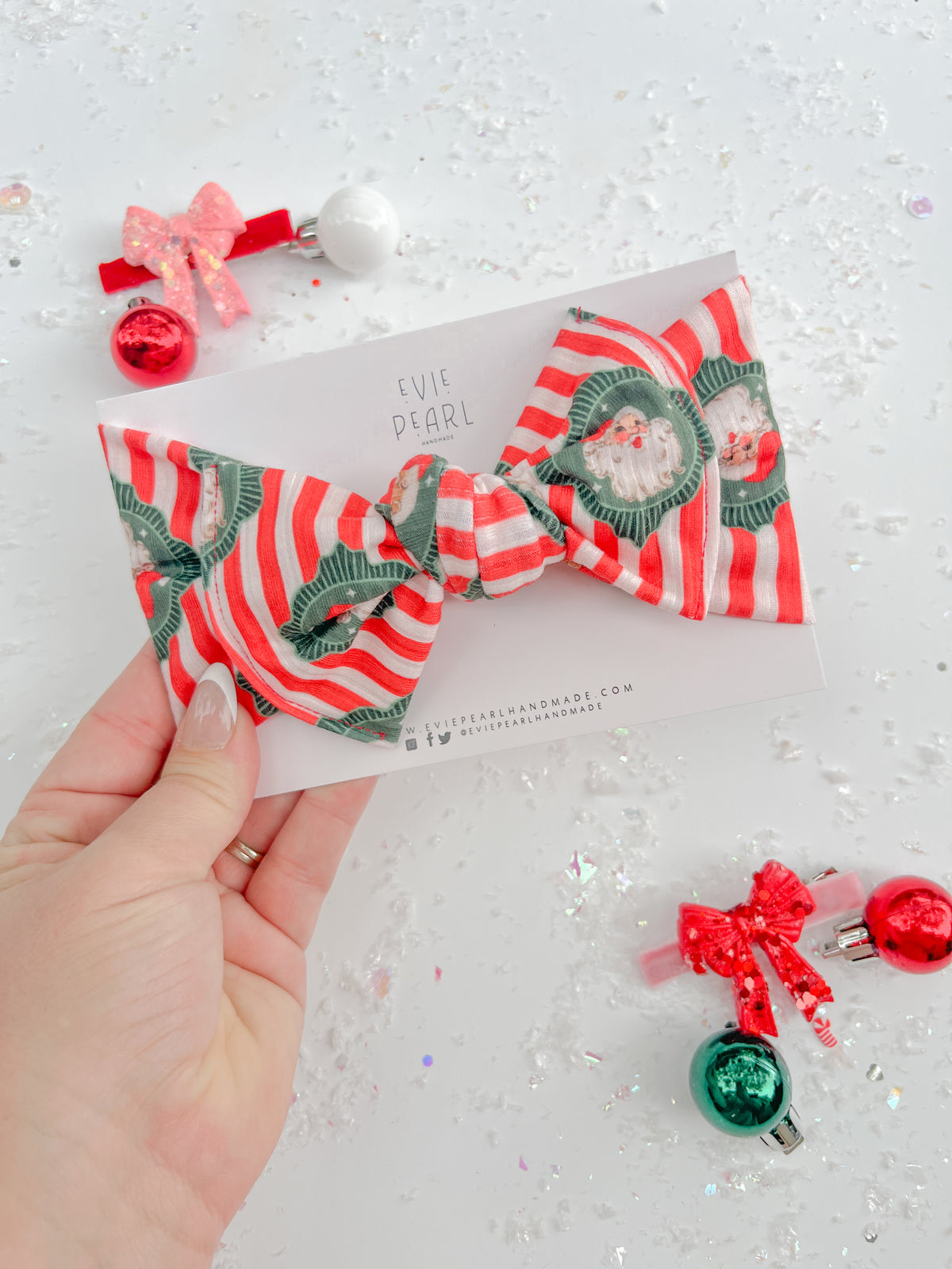 Vintage Santa Stripes Bow Turban