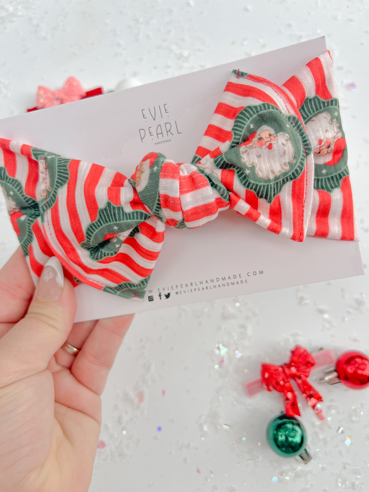 Vintage Santa Stripes Bow Turban