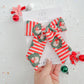 Vintage Santa Stripes XL Pinwheel Hair Bow