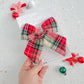 White Christmas Plaid XL Pinwheel Hair Bow