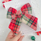 White Christmas Plaid XL Pinwheel Hair Bow