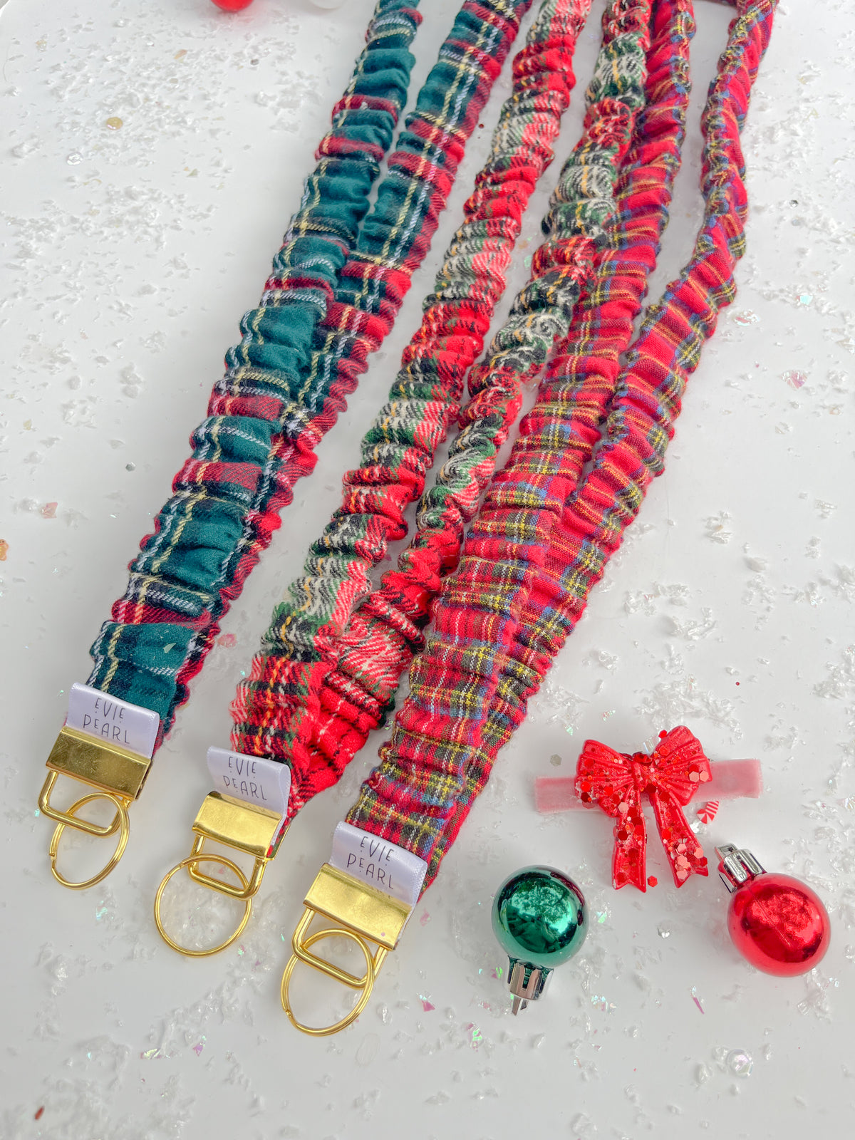 Christmas Plaid Scrunchy Teacher Lanyard