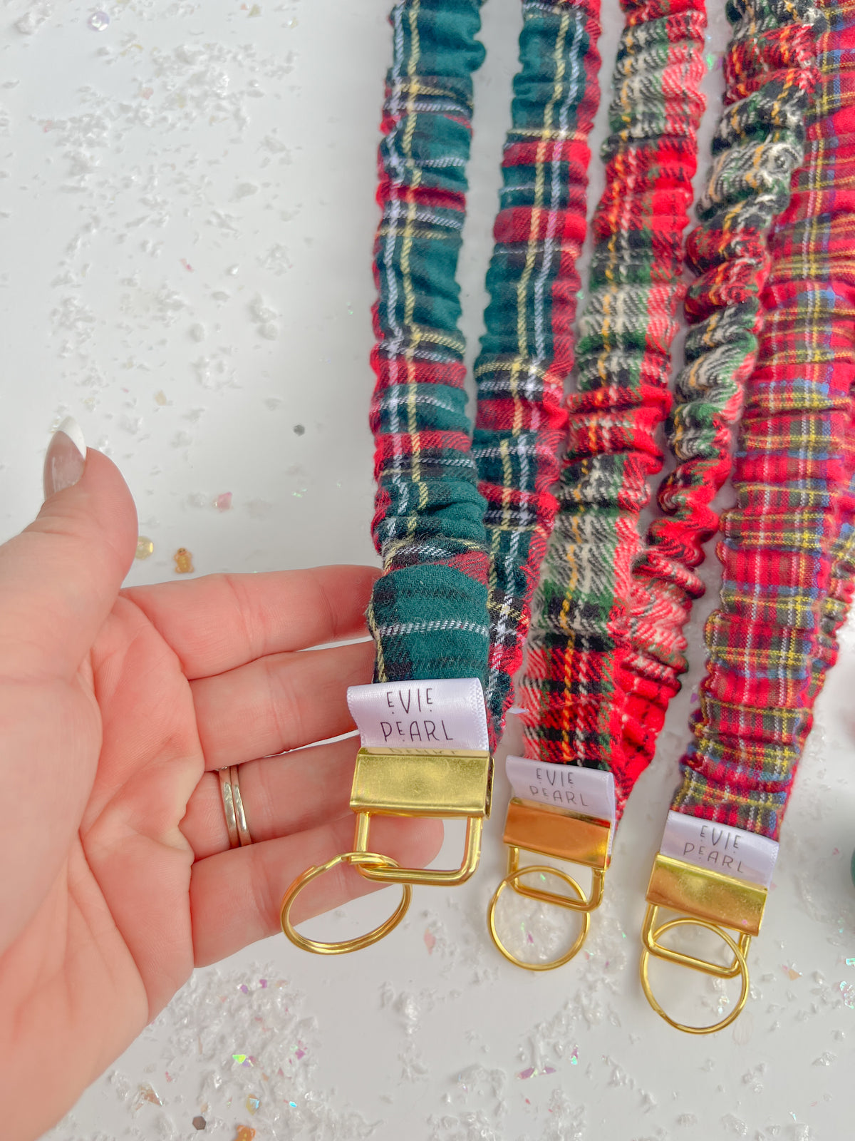 Christmas Plaid Scrunchy Teacher Lanyard