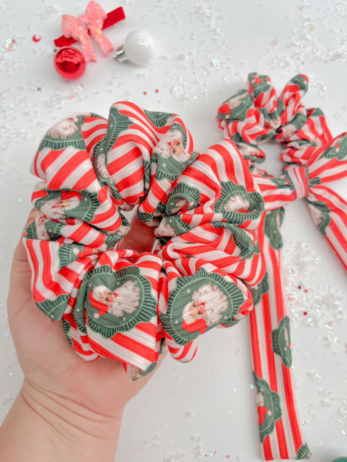 Vintage Santa Stripes Scrunchy