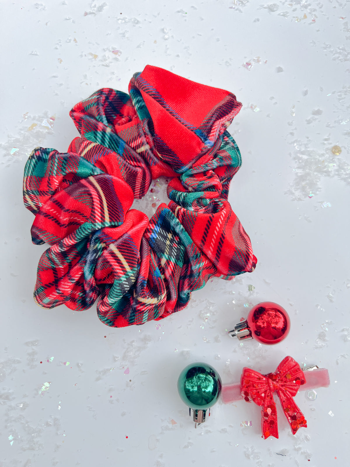 Red Velvet Christmas Plaid Oversized Scrunchy