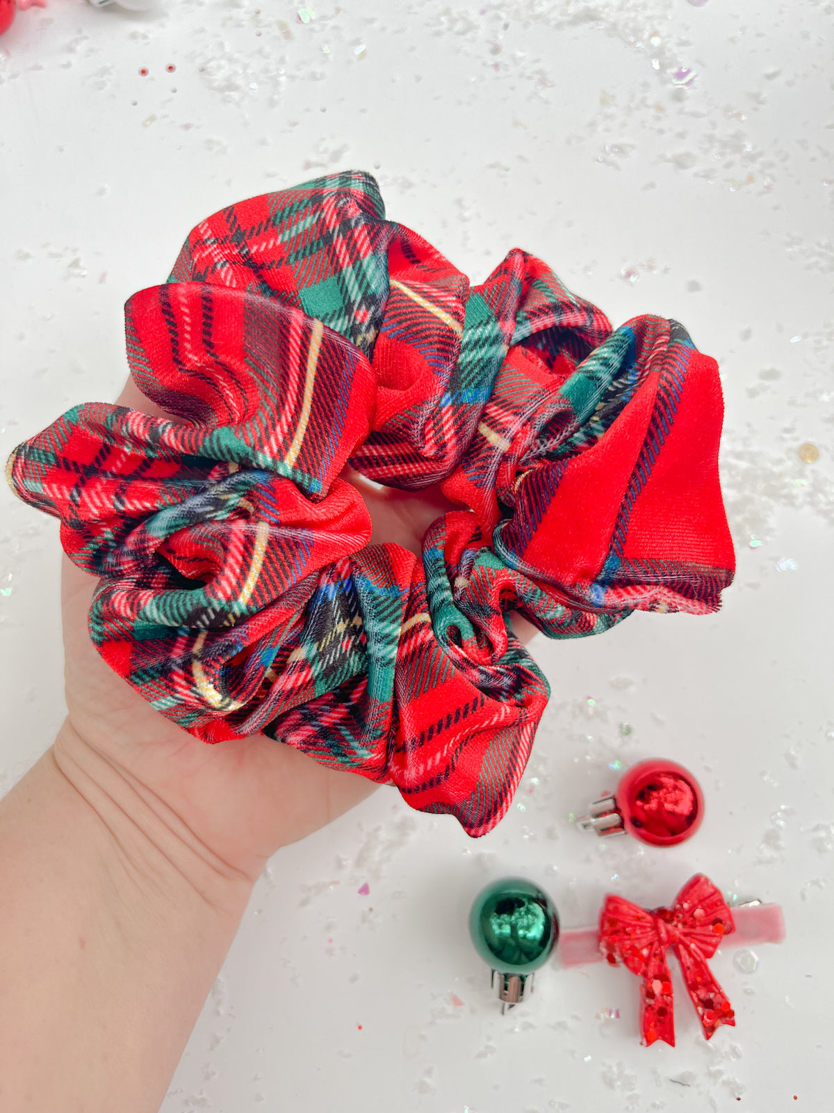 Red Velvet Christmas Plaid Oversized Scrunchy