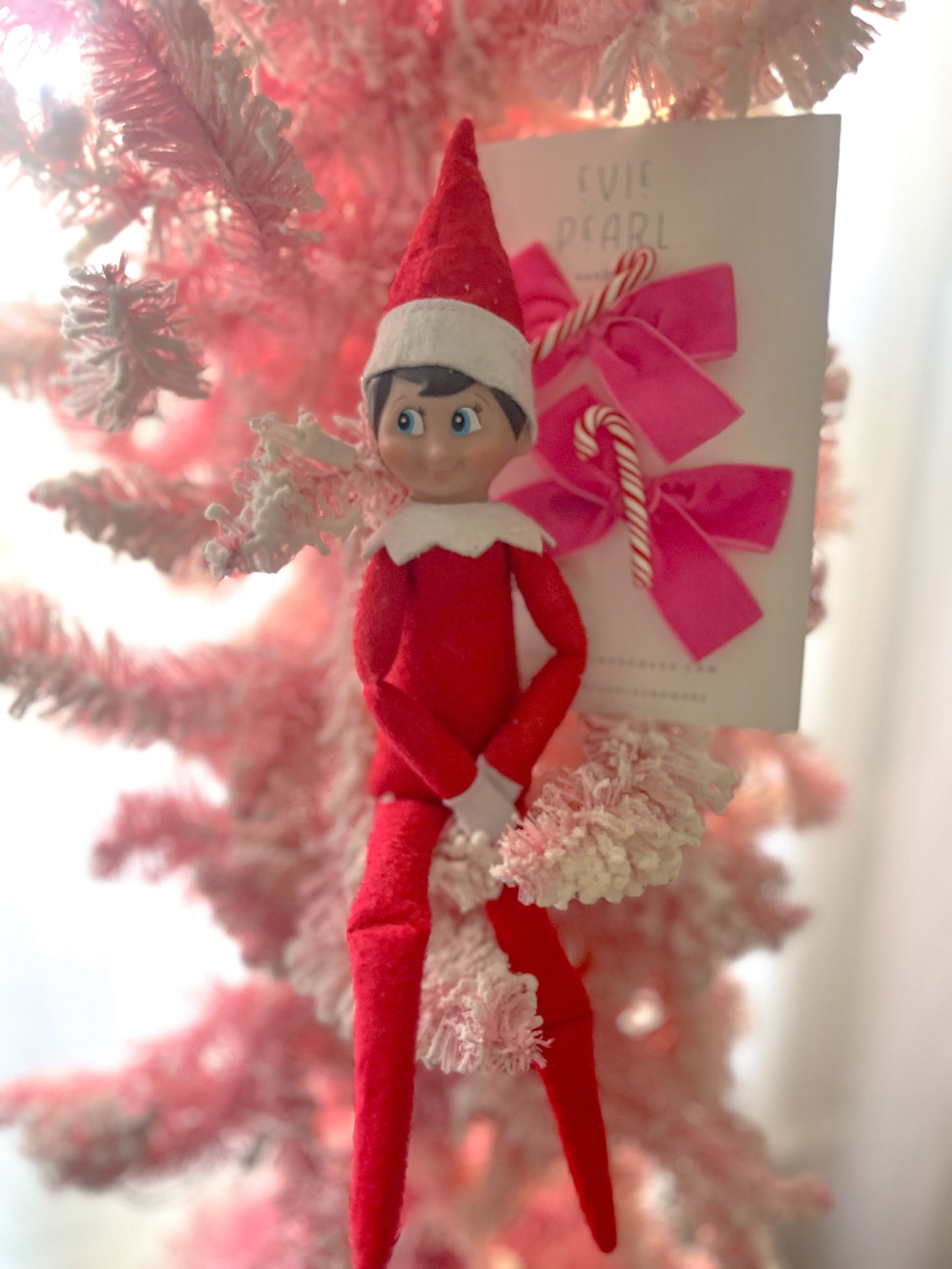 Hot Pink| Red Pink White Candy Cane Charm Pigtail Set