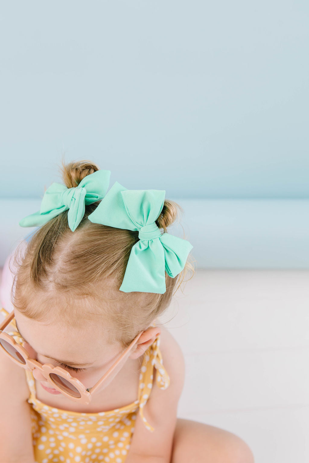 Teal Small Pigtail Swim Bows