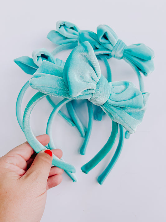 Teal Velvet Bow Headband