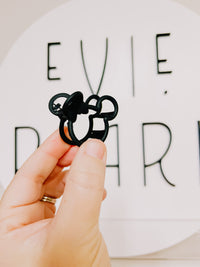 Small Black Mouse with Bow Claw Clip