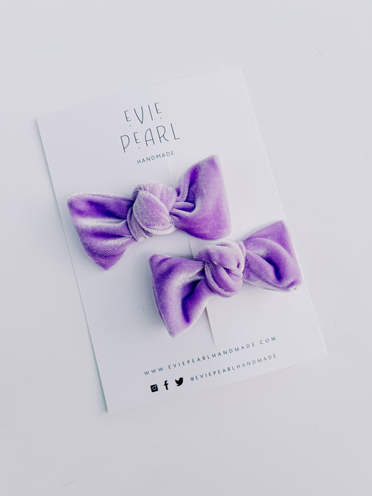 Lilac Velvet Knot Bow Pigtails