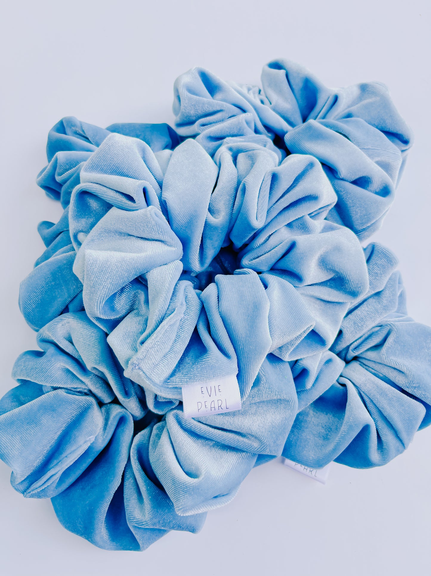 Oversized Velvet Light Blue Scrunchy