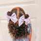 Purple Checkered Mouse Head Small Pigtail Bows